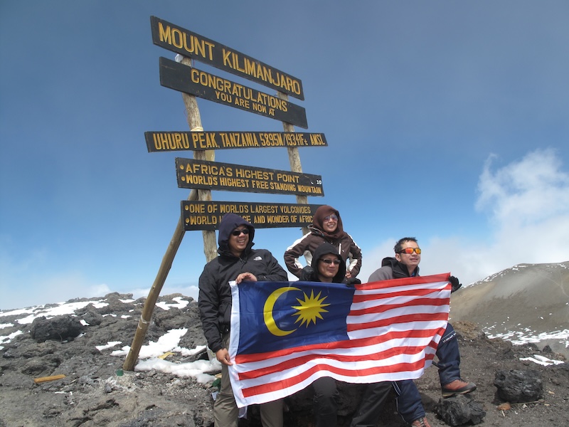 At the peak of Mount Kilimanjaro, Tanzania